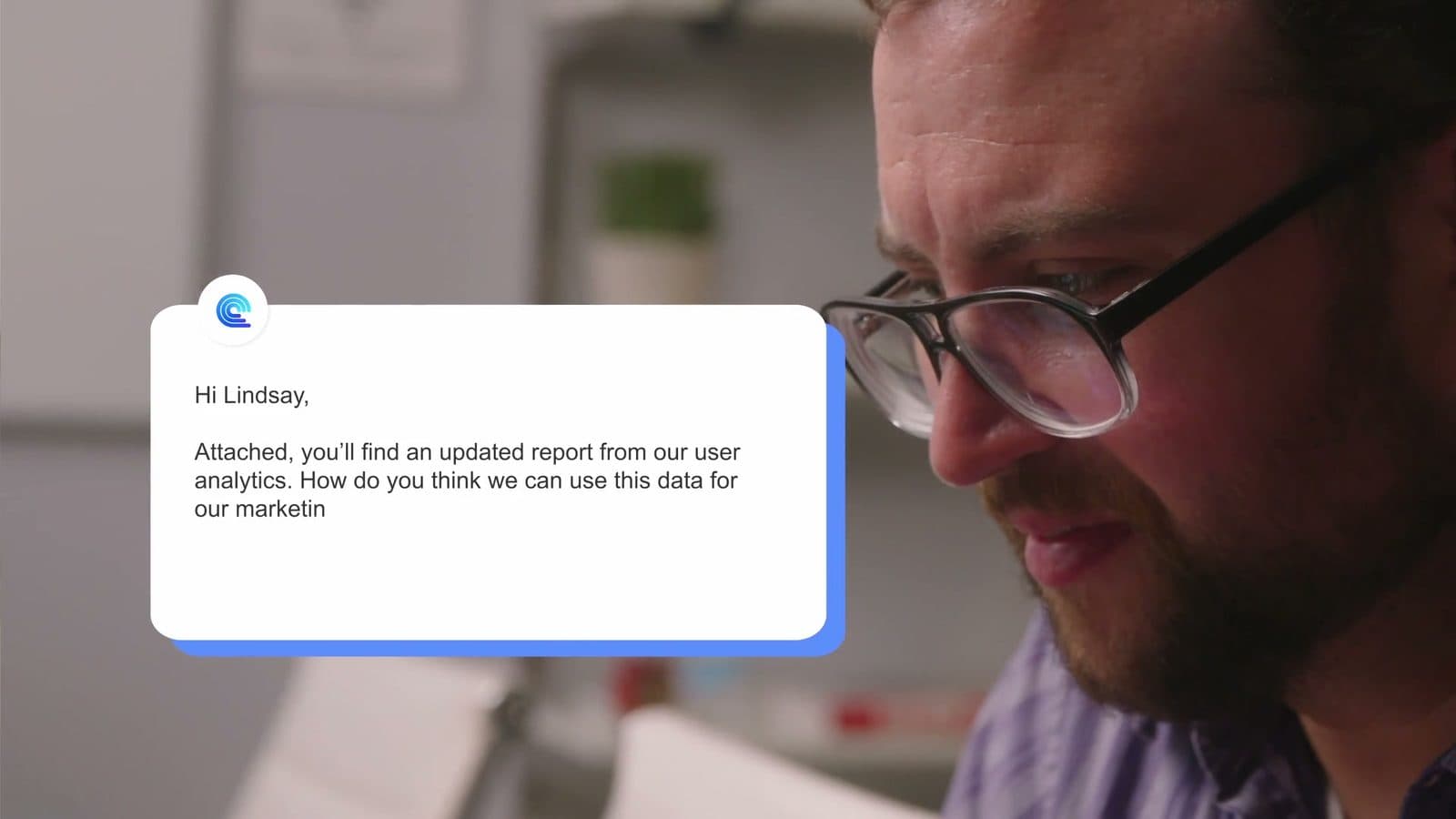 Compose AI drafting an email on screen beside the user